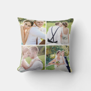 Simple Photo Collage Wedding Cushion