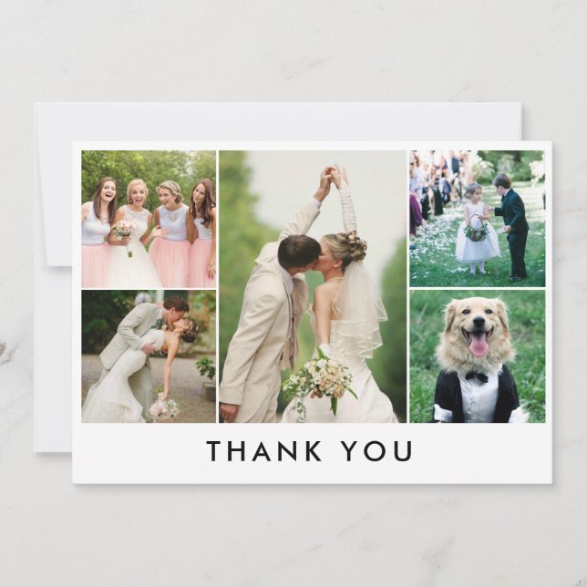 Simple Photo Collage Wedding Thank You Card (Front)