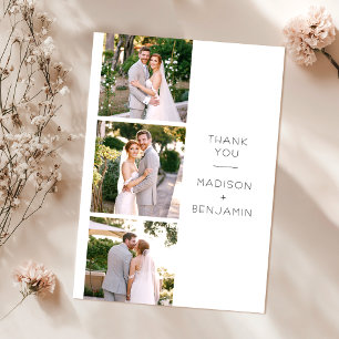 Simple Photo Collage Wedding Thank You Card