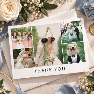 Simple Photo Collage Wedding Thank You Card