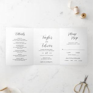 Simple Photo Contemporary Modern Wedding Tri-Fold Invitation