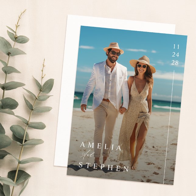 Simple Photo Elegant Beach Wedding Invitation (Creator Uploaded)