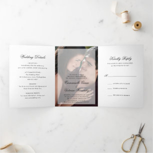 Simple Photo Elegant Modern Wedding Tri-Fold Invitation