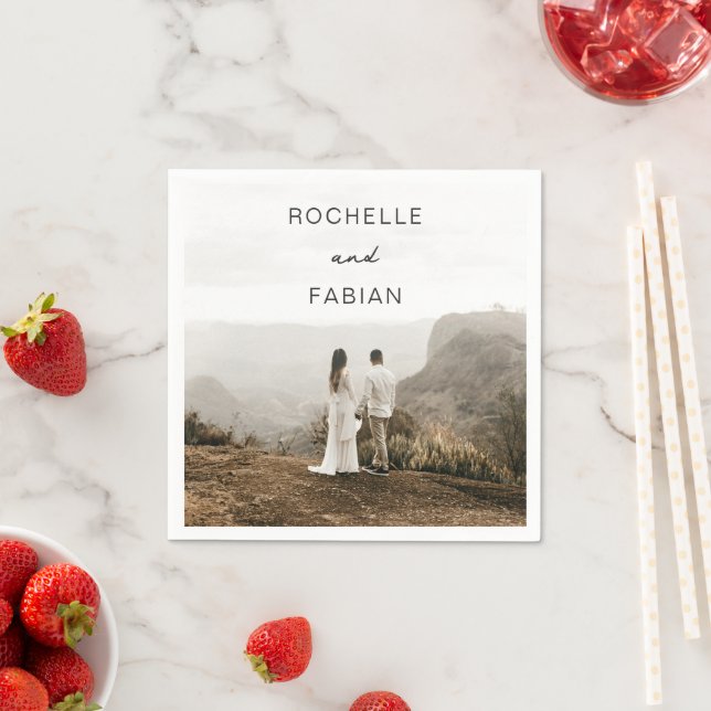 Simple Photo Elegant Wedding Napkin (Insitu)