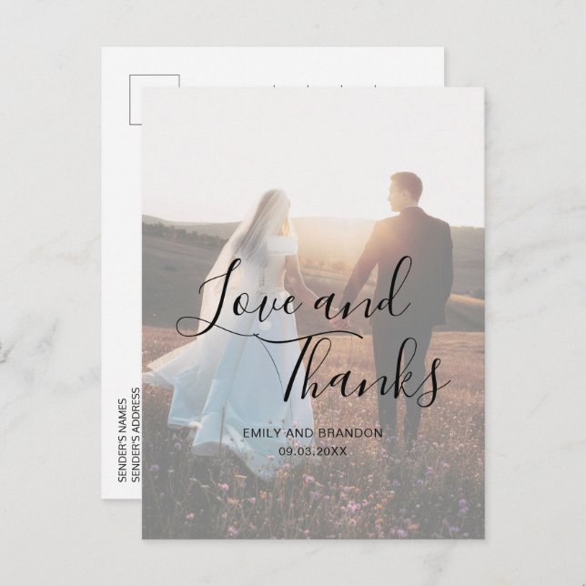 Simple Photo Elegant Wedding Postcard (Front/Back)