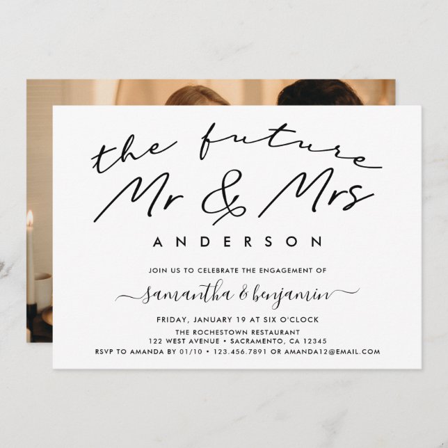 Simple Photo Engagement Party Invitation (Front/Back)