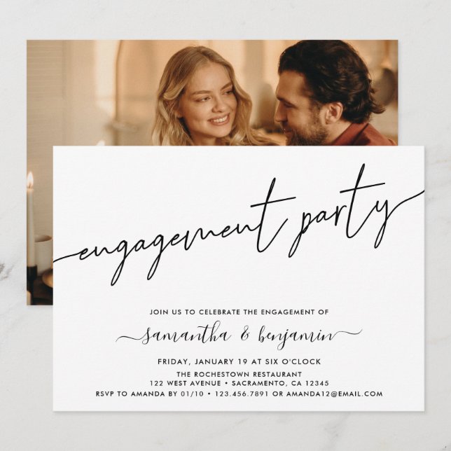 Simple Photo Engagement Party Invitation (Front/Back)