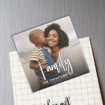 Simple Photo Family Calligraphy Script Overlay Magnet<br><div class="desc">This design features a simple minimalist family photo magnet with a stylish trendy calligraphy script, a whimsical fun typography style, feathered soft picture edge, creative unique cool funny fun, a refrigerator magnetic fridge photo, a modern photography picture template, with a creative simplistic whimsy modern design, a creative stylish calligraphy design,...</div>
