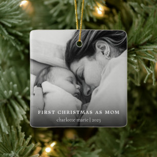 Simple Photo First Christmas as Mum Ceramic Ornament