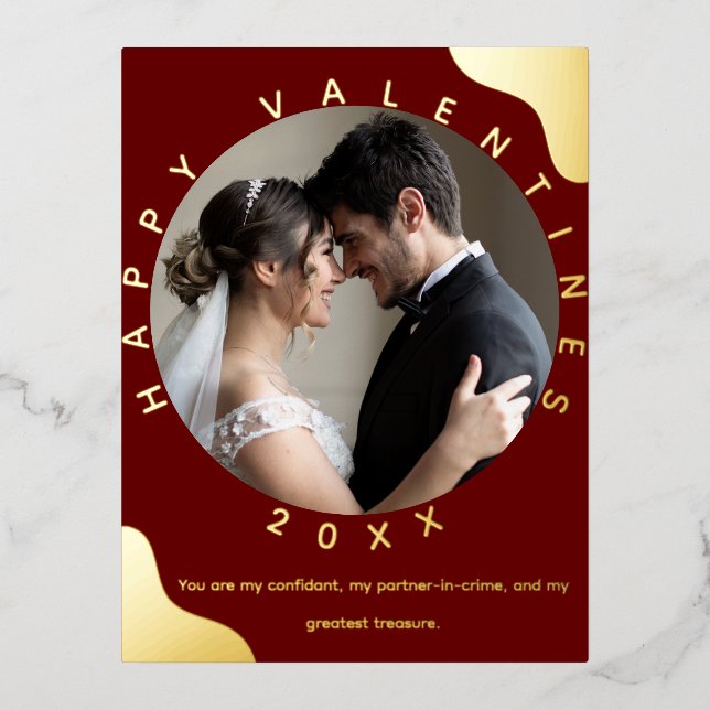 Simple Photo Foil Valentines Post Card (Front)