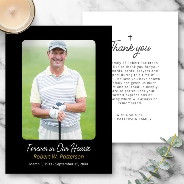 Simple Photo Forever in our Hearts Funeral  Thank You Card (Creator Uploaded)
