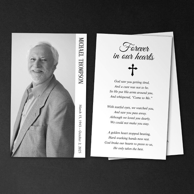 Simple Photo Forever in Our Hearts Memorial Card (Creator Uploaded)