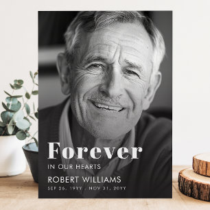 Simple Photo Funeral Forever In Our Hearts Invitation