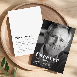 Simple Photo Funeral Forever In Our Hearts Invitation