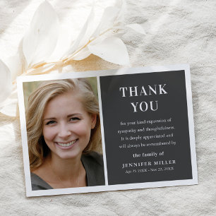 Simple Photo Funeral Keepsake Thank You Card