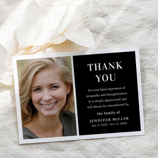 Simple Photo Funeral Keepsake Thank You Card (Creator Uploaded)