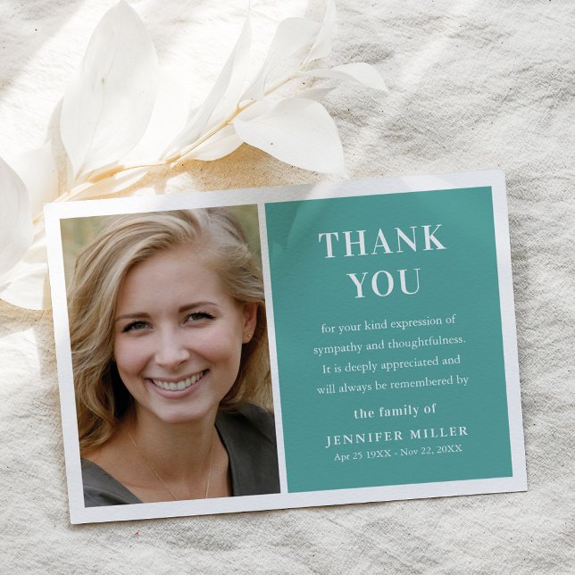 Simple Photo Funeral Keepsake Thank You Card (Creator Uploaded)