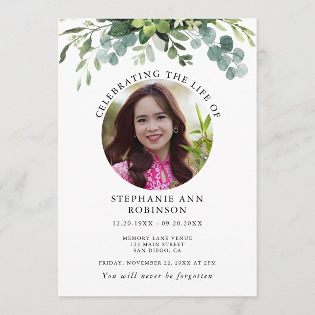 Simple Photo Funeral Memorial Order of Service Programme (Front)