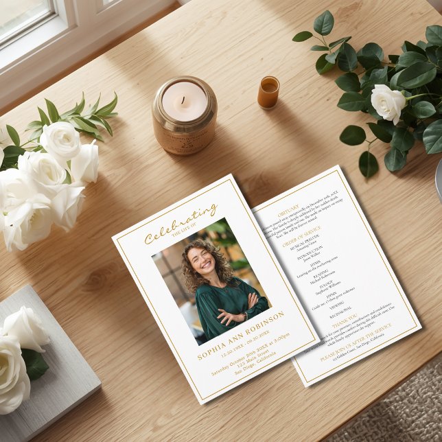 Simple Photo Funeral Memorial Order Of Service Programme (Creator Uploaded)