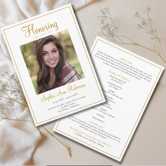 Simple Photo Funeral Memorial Order Of Service Programme