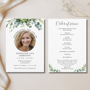 Simple Photo Funeral Memorial Order of Service Programme
