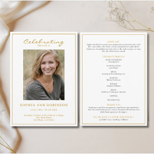 Simple Photo Funeral Memorial Order Of Service Programme