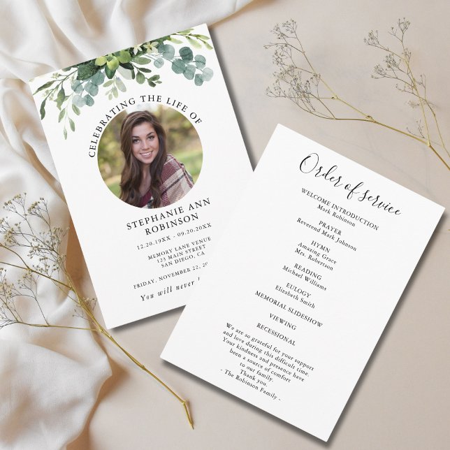 Simple Photo Funeral Memorial Order of Service Programme (Creator Uploaded)