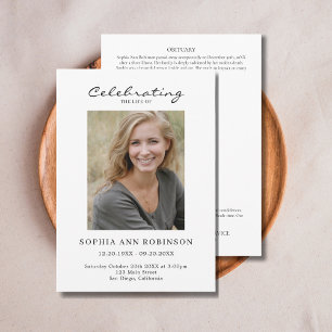 Simple Photo Funeral Memorial Order Of Service Programme