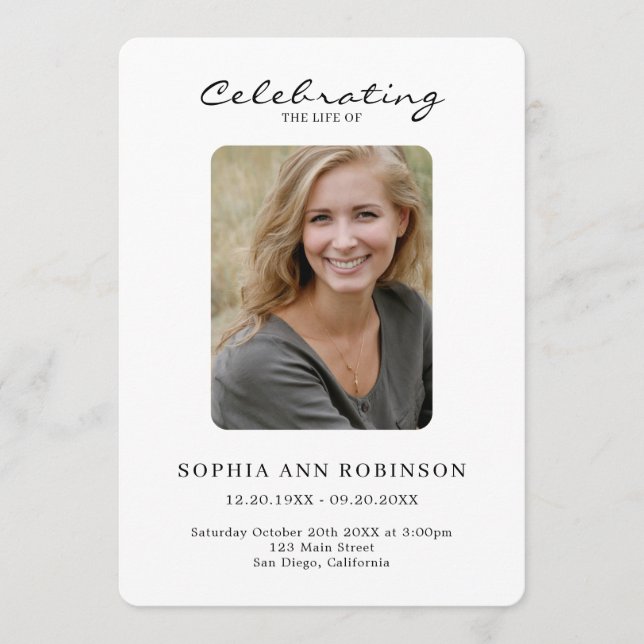 Simple Photo Funeral Memorial Order Of Service Programme (Front)