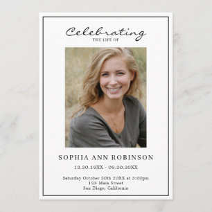 Simple Photo Funeral Memorial Order Of Service Programme