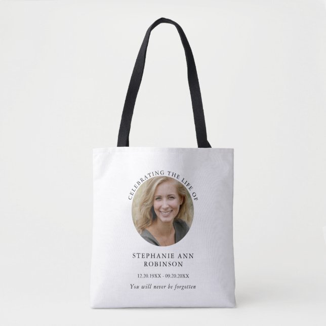 Simple Photo Funeral Memorial Order of Service Tote Bag (Front)