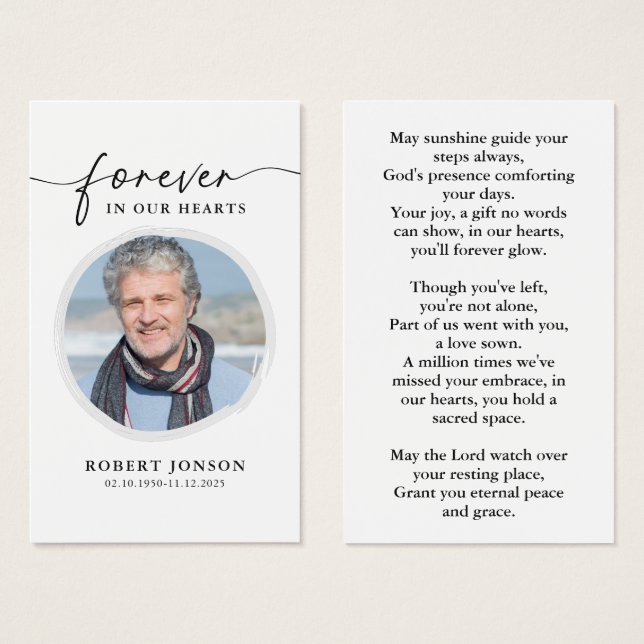 Simple Photo Funeral Memorial Prayer Card  (Front & Back)