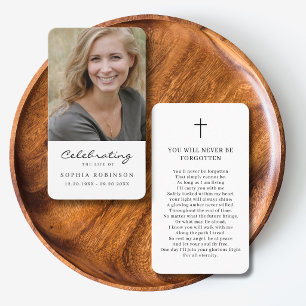 Simple Photo Funeral Memorial Prayer Card