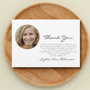 Simple Photo Funeral Remembrance Thank You Note Card