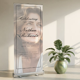 Simple Photo Funeral Sympathy Memorial Service Retractable Banner
