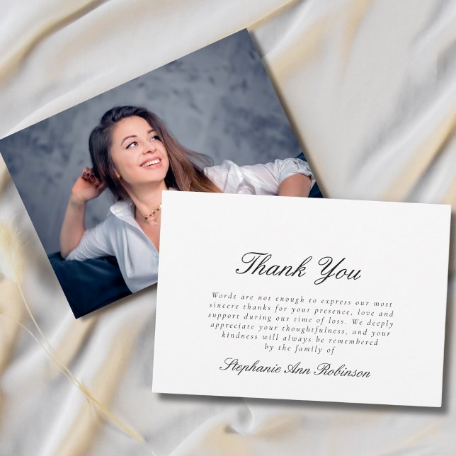 Simple Photo Funeral Sympathy Thank You Note Card (Creator Uploaded)