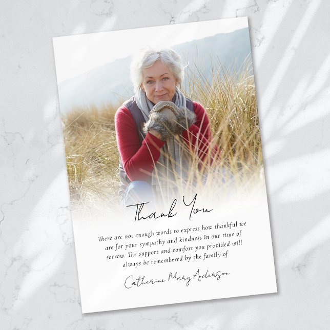 Simple Photo Funeral  Thank You Card (Creator Uploaded)