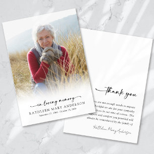 Simple Photo Funeral  Thank You Card