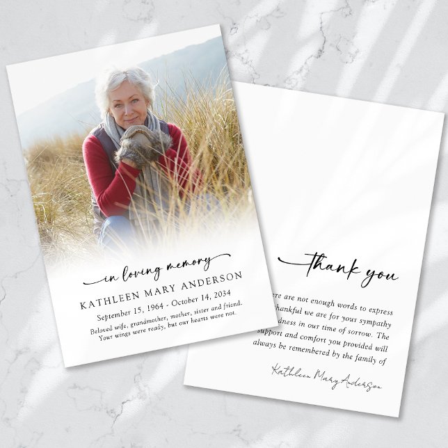 Simple Photo Funeral  Thank You Card (Creator Uploaded)
