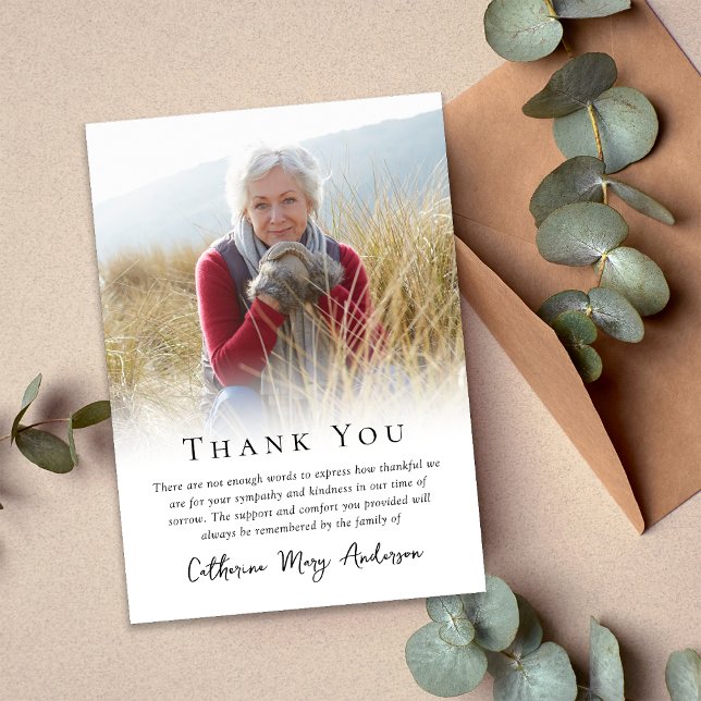 Simple Photo Funeral  Thank You Card (Creator Uploaded)