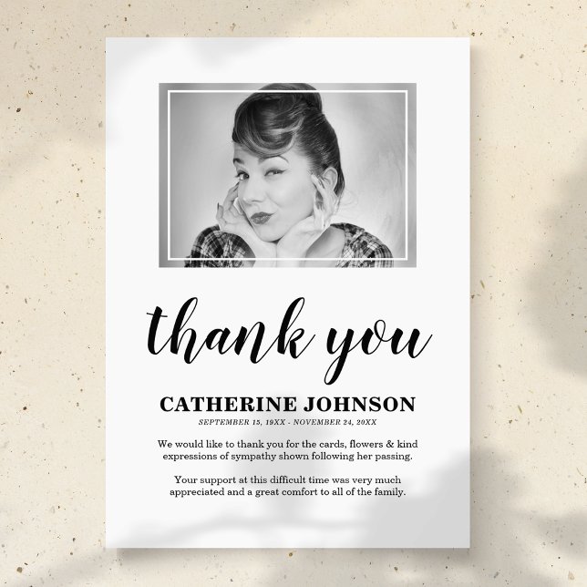 Simple Photo Funeral Thank You Card (Creator Uploaded)
