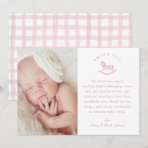 Simple Photo Girl Baby Shower Thank You Card