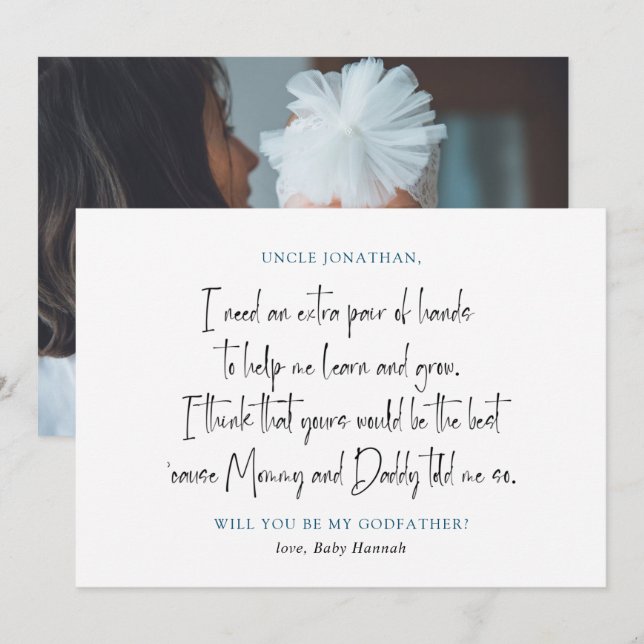 Simple Photo Godfather Proposal Invitation (Front/Back)
