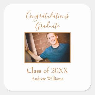 Simple Photo Graduate Class of 20XX  Square Sticker