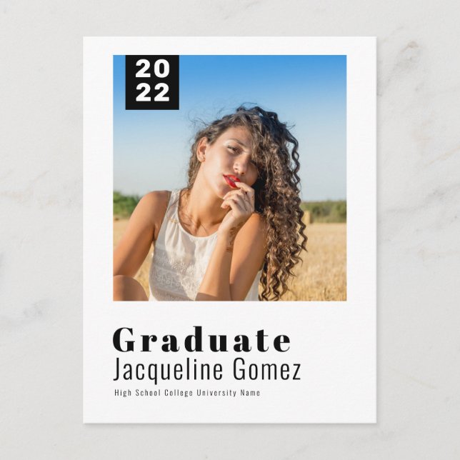 Simple Photo Graduation 2022 Party Invitation Postcard (Front)