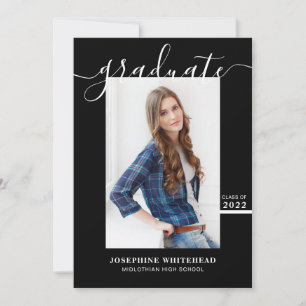 Simple Photo Graduation Announcement 2022 Black
