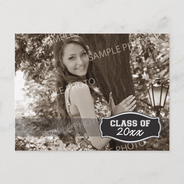 Simple Photo Graduation Announcement (black) (Front)