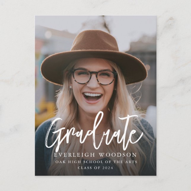 Simple Photo Graduation Class Of 2024 Announcement Postcard (Front)