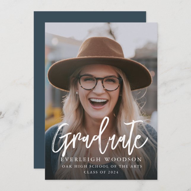 Simple Photo Graduation Class Of 2024 Invitation (Front/Back)