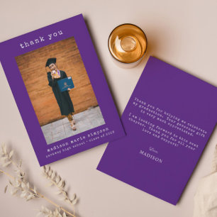 Simple Photo Graduation Minimalist Thank You Card